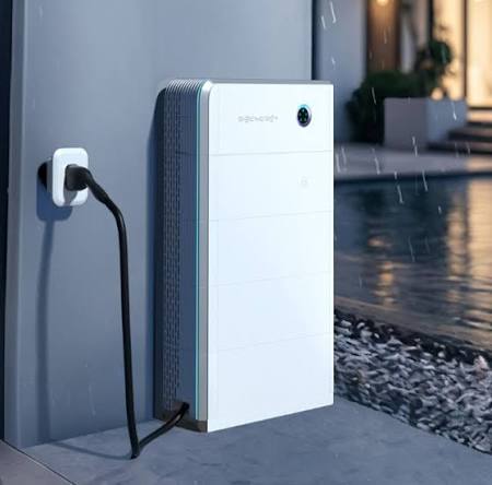 Sigenergy Sigen EV DC charger mounted beside a pool area